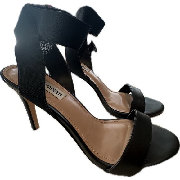 Steve Madden Raina black elastic ankle strap heels - Picture 1 of 8